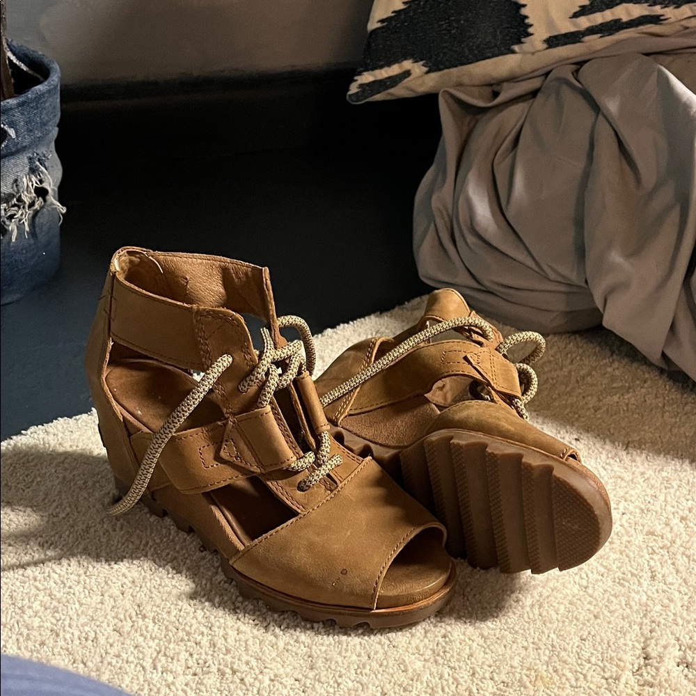 Sorel Tan Wedge Sandals